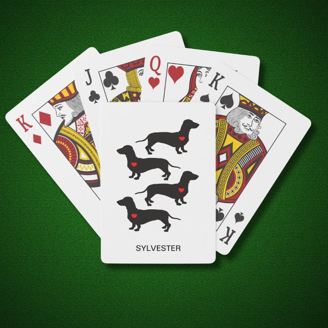 Dachshund Sause Hund Red Heart - eget namn Casinokort (Personalize with Name or other text.  See the collection for other items with this design)