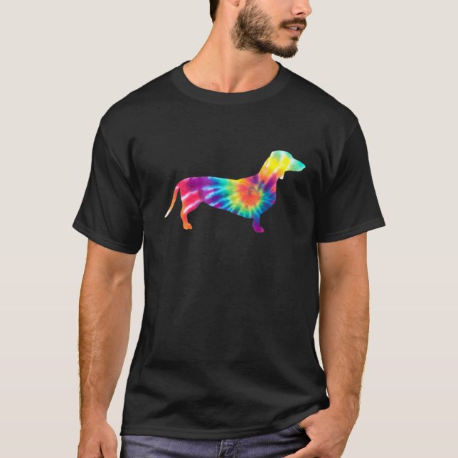 Dachshund Sause Hund Tie Die Doggy T Shirt (Framsida)