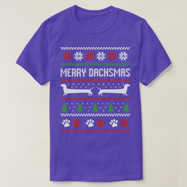Dachshund Sause Hund Ugly jul Sweater Merry T Shirt (Design framsida)