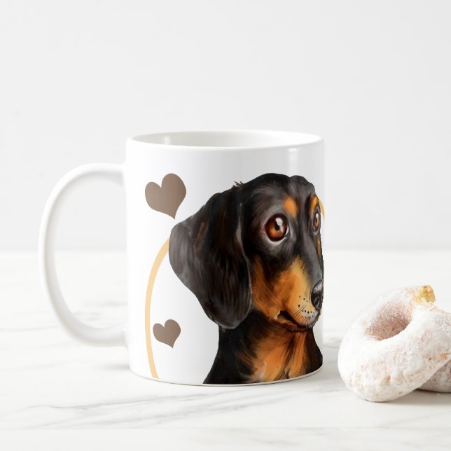 Dachshund Sause-Hund varje gång du gör något Kaffemugg (Med munk)