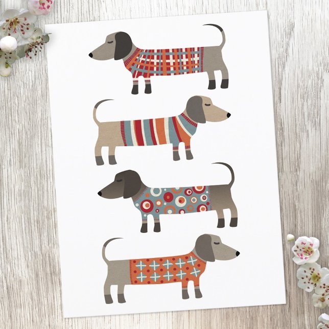 Dachshund Sause Hund Vykort (Dachshund Wiener Sausage Dog fun postcard)