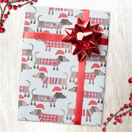 Dachshund Sause Hundar i julhattar och Sticka Presentpapper