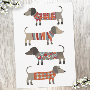 Dachshund Sause-platta Hund-kort Tack Kort
