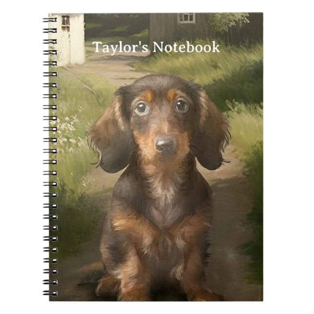 Dachshund School and Office Stationary with Namn Anteckningsbok (Framsidan)