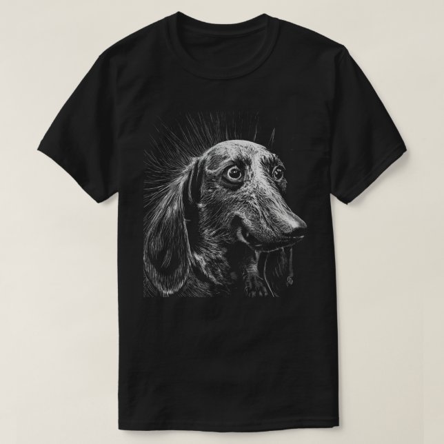 Dachshund Scratchboard T-Shirt (Design framsida)
