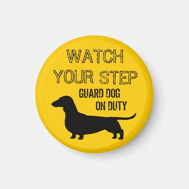 Dachshund Se upp för din steg Rolig design Magnet (Framsidan)