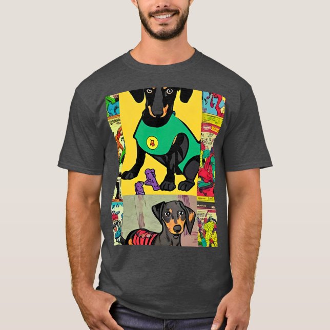 Dachshund seriefigur retro t shirt (Framsida)