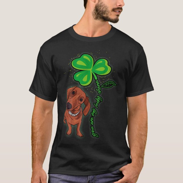 Dachshund Shamrock St Patricks Day You Are My Luck T Shirt (Framsida)