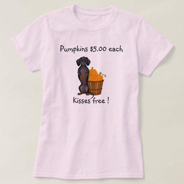 Dachshund Shirt Fall Autumn Pumpkin Wiener Hund Tee (Design framsida)
