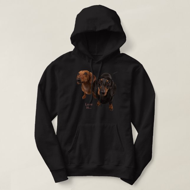 Dachshund Shirt Weiner Hund Mamma Pappa Kärlek Dox Hoodie (Design framsida)