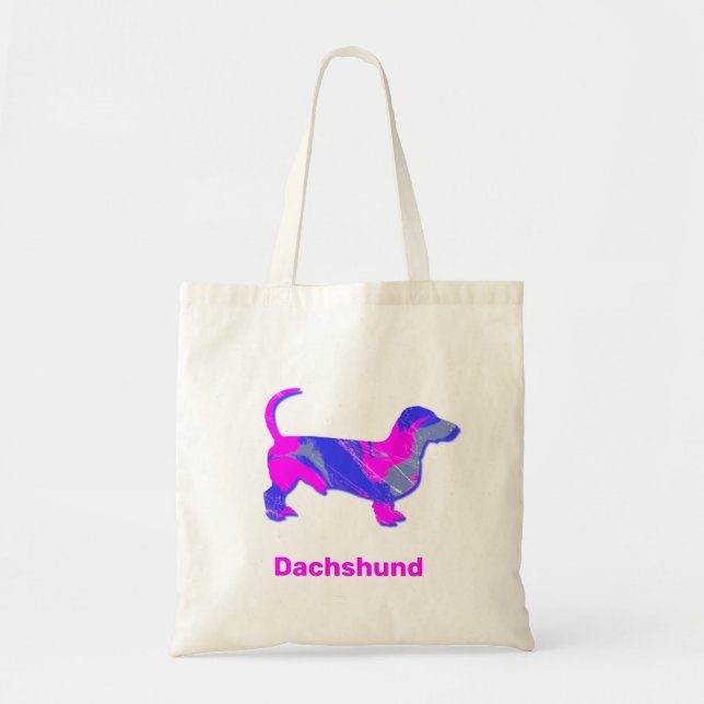 Dachshund Shock rosa & Blue Abstrakt Classic Round Tygkasse (Framsidan)