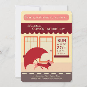 Dachshund Shopping Birthday Bash Inbjudningar