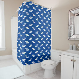Dachshund Shower Curtain Blue Doxie Bathroom