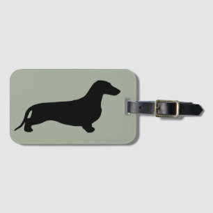 Dachshund silhouette black + dina idéer bagagebricka