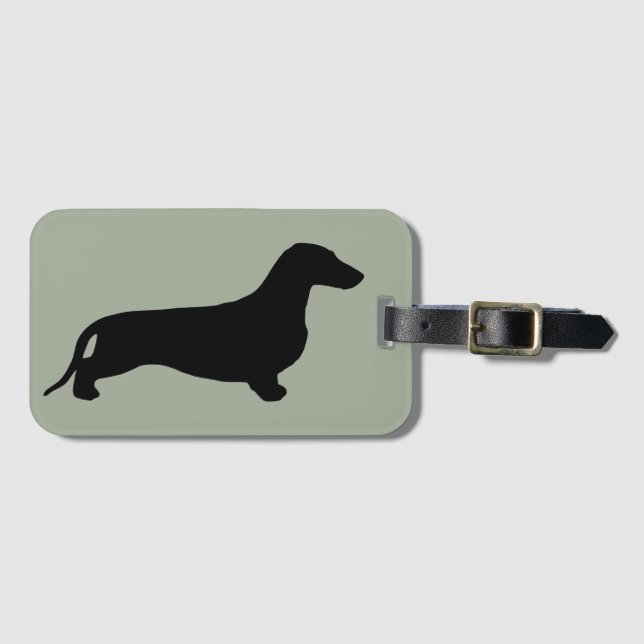 Dachshund silhouette black + dina idéer bagagebricka (Framsida horisontal)