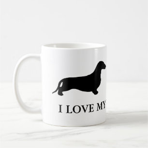 Dachshund silhouette black + dina idéer kaffemugg