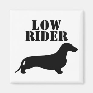 Dachshund silhouette black + dina idéer magnet