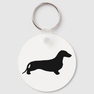 Dachshund silhouette black + dina idéer nyckelring