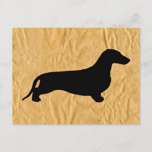 Dachshund silhouette black + dina idéer vykort