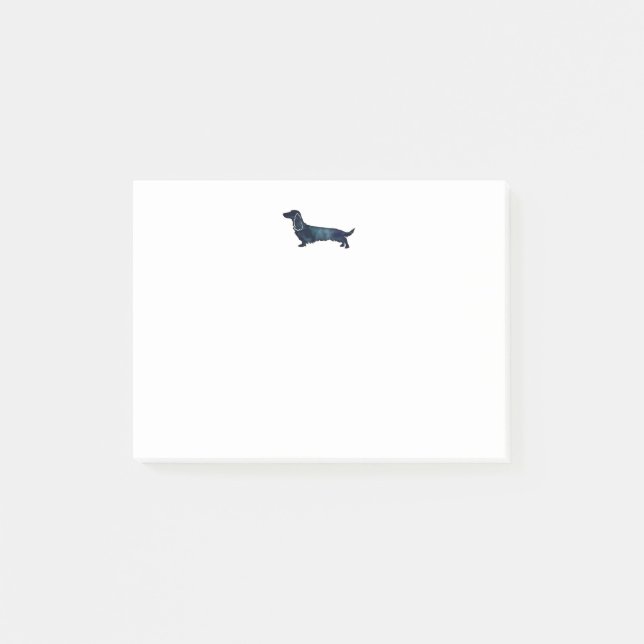 Dachshund Silhouette Black Watercolor, långfärgad Post-it Block (Framsida)