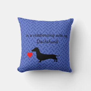Dachshund Silhouette Blue Dekorativ kudde