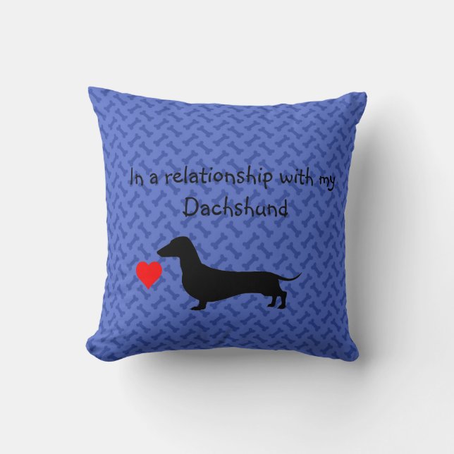 Dachshund Silhouette Blue Dekorativ kudde (Framsida)