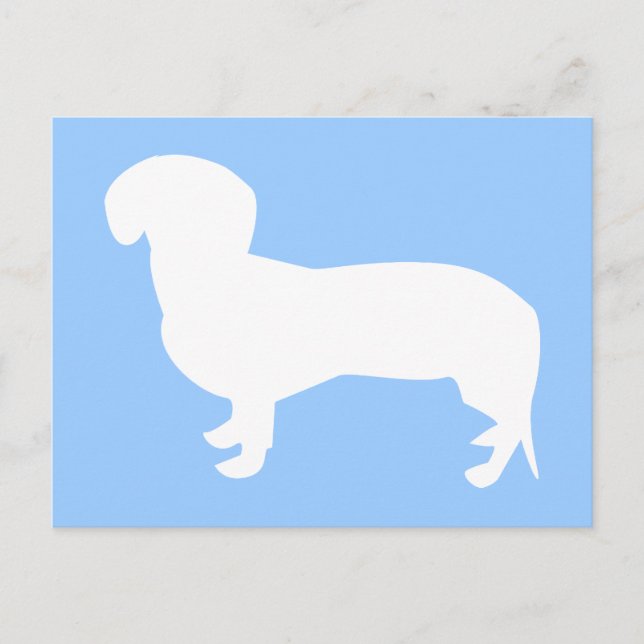 Dachshund Silhouette Blue Vykort (Framsida)
