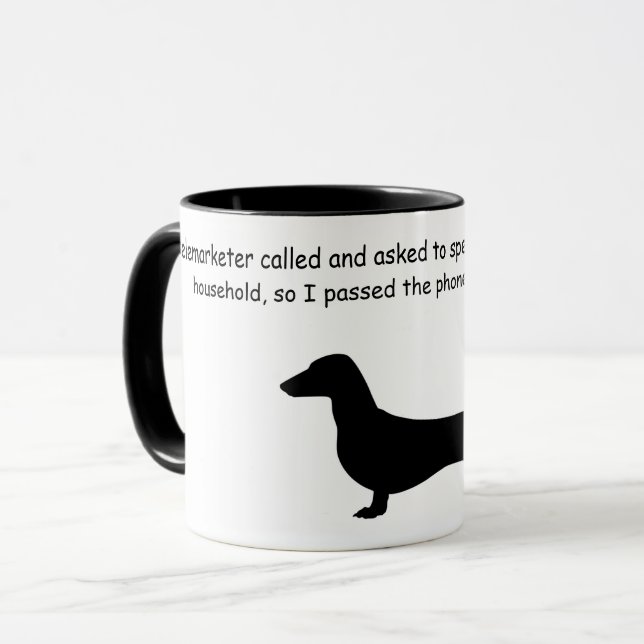 Dachshund Silhouette Funny Coffee Mugg (Framsida vänster)