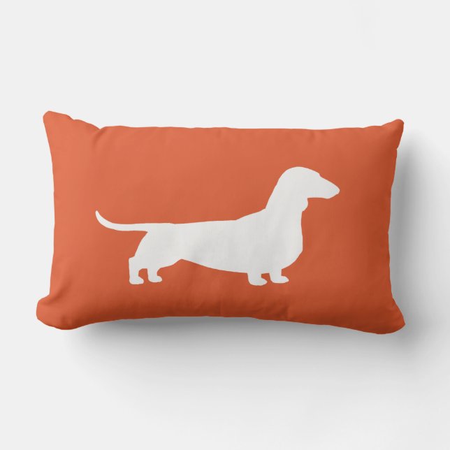 Dachshund Silhouette - Kort Hearing Wiener Hund Lumbarkudde (Framsida)