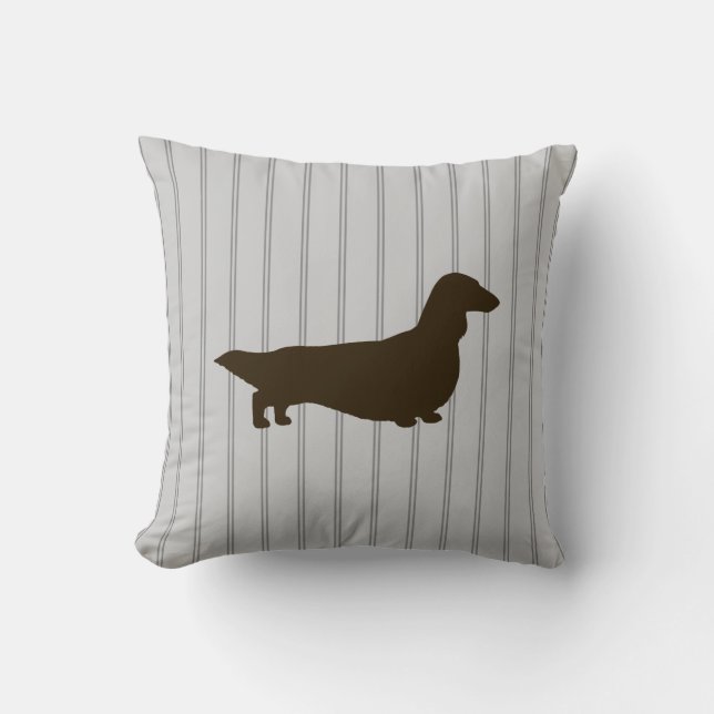 Dachshund Silhouette (lång lucka) Kudde (Framsida)