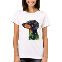 Dachshund Silhouette med fyra Löv Klöver