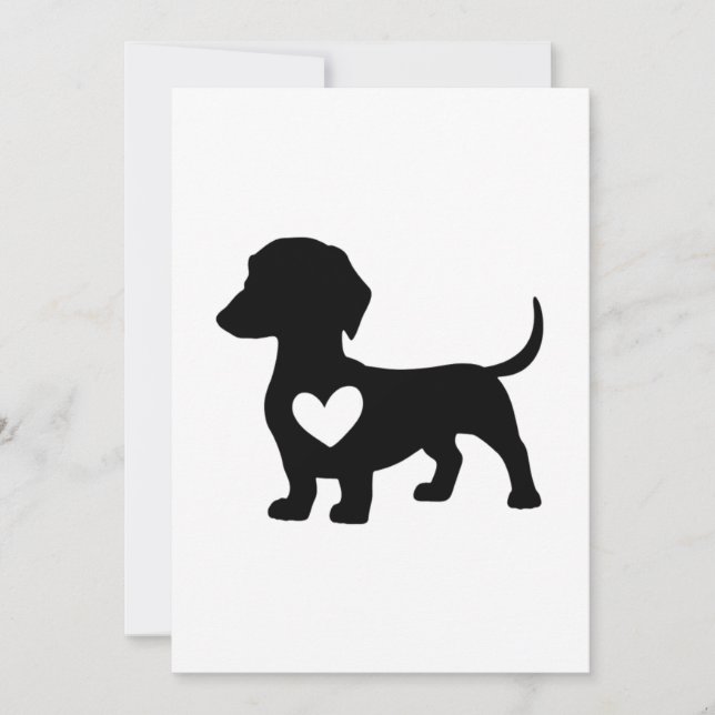 Dachshund Silhouette med hjärta Julkort (Framsida)