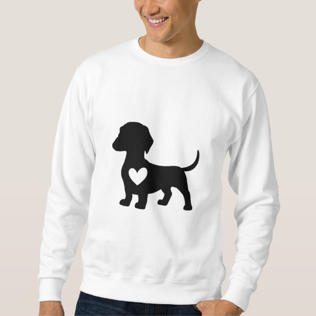 Dachshund Silhouette med hjärta Lång Ärmad Tröja (Framsida)