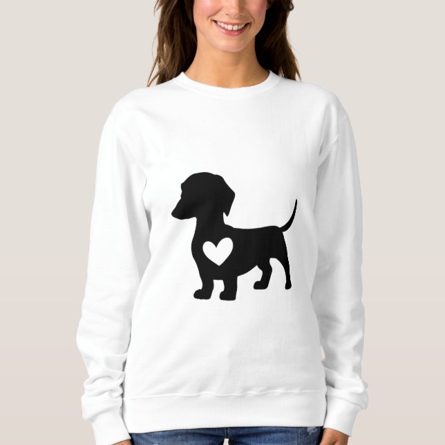 Dachshund Silhouette med hjärta T Shirt (Framsida)