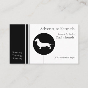 Dachshund Silhouette Modern Black White Visitkort
