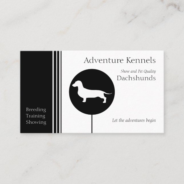Dachshund Silhouette Modern Black White Visitkort (Framsida)
