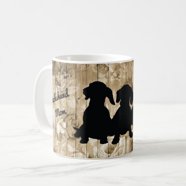 Dachshund Silhouette Mugg (Framsida vänster)