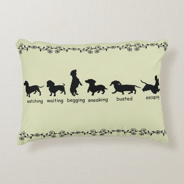 Dachshund Silhouette Pillow Prydnadskudde (Framsidan)