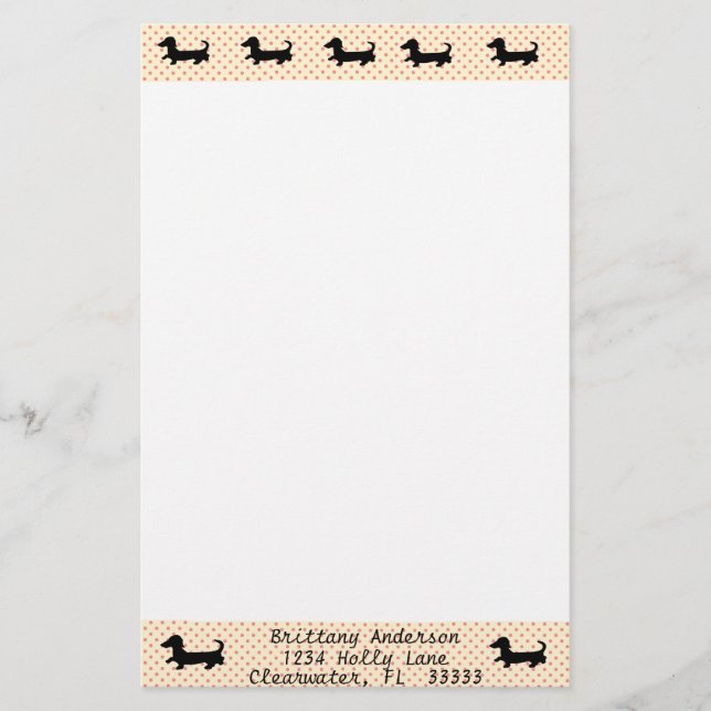 Dachshund Silhouette Stationary WritPaper Brevpapper (Framsida)