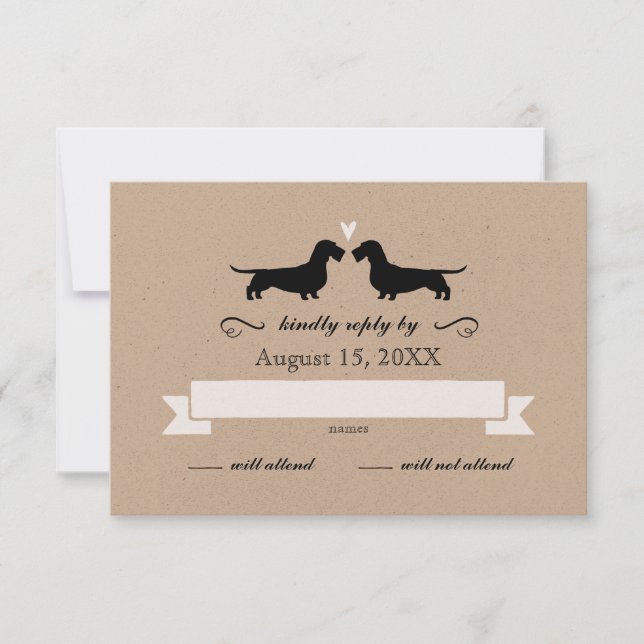Dachshund Silhouettes-Bröllop OSA (trådstyrda) Kort (Framsida)