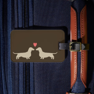 Dachshund Silhouettes med hjärta Wiener Hundar Bagagebricka