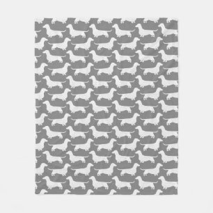 Dachshund Silhouettes Mönster Wiener Hundar Doxie Fleecefilt