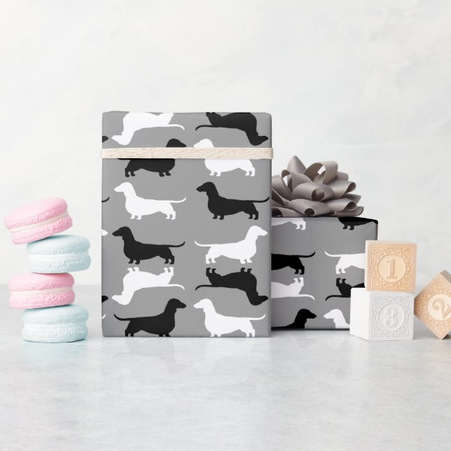 Dachshund Silhouettes Mönster | Wiener Hundar Presentpapper (Baby Shower)