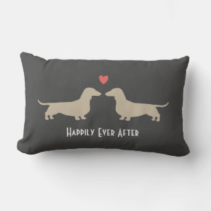 Dachshund Silhouettes with Heart Wiener Hundar Cut Lumbarkudde