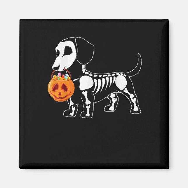 Dachshund Skeleton Halloween Magnet (Framsidan)