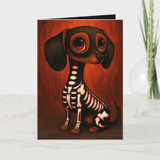 Dachshund skelett Halloween kostym illustration Kort
