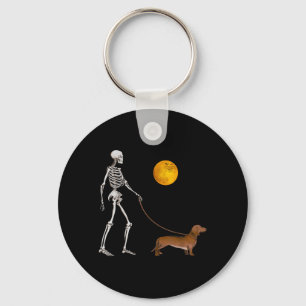 Dachshund Skelett Hund Promenad Halloween Kostym Nyckelring