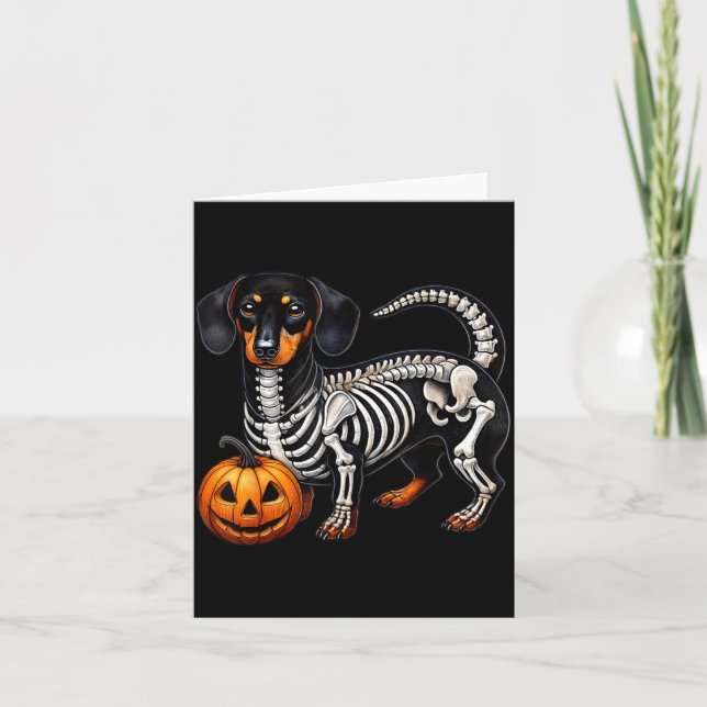 Dachshund-skelett Jack O Lantern Rolig Wiener Dog Kort (Framsida)