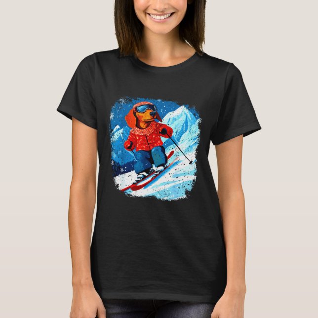 Dachshund skida  t shirt (Framsida)