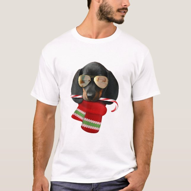 Dachshund Skjorta Kute Jul Gift Hundälskare Sol T Shirt (Framsida)